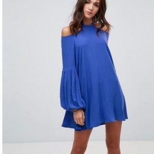 Free People Cold Shoulder Tunic Dress Mini Blue XS